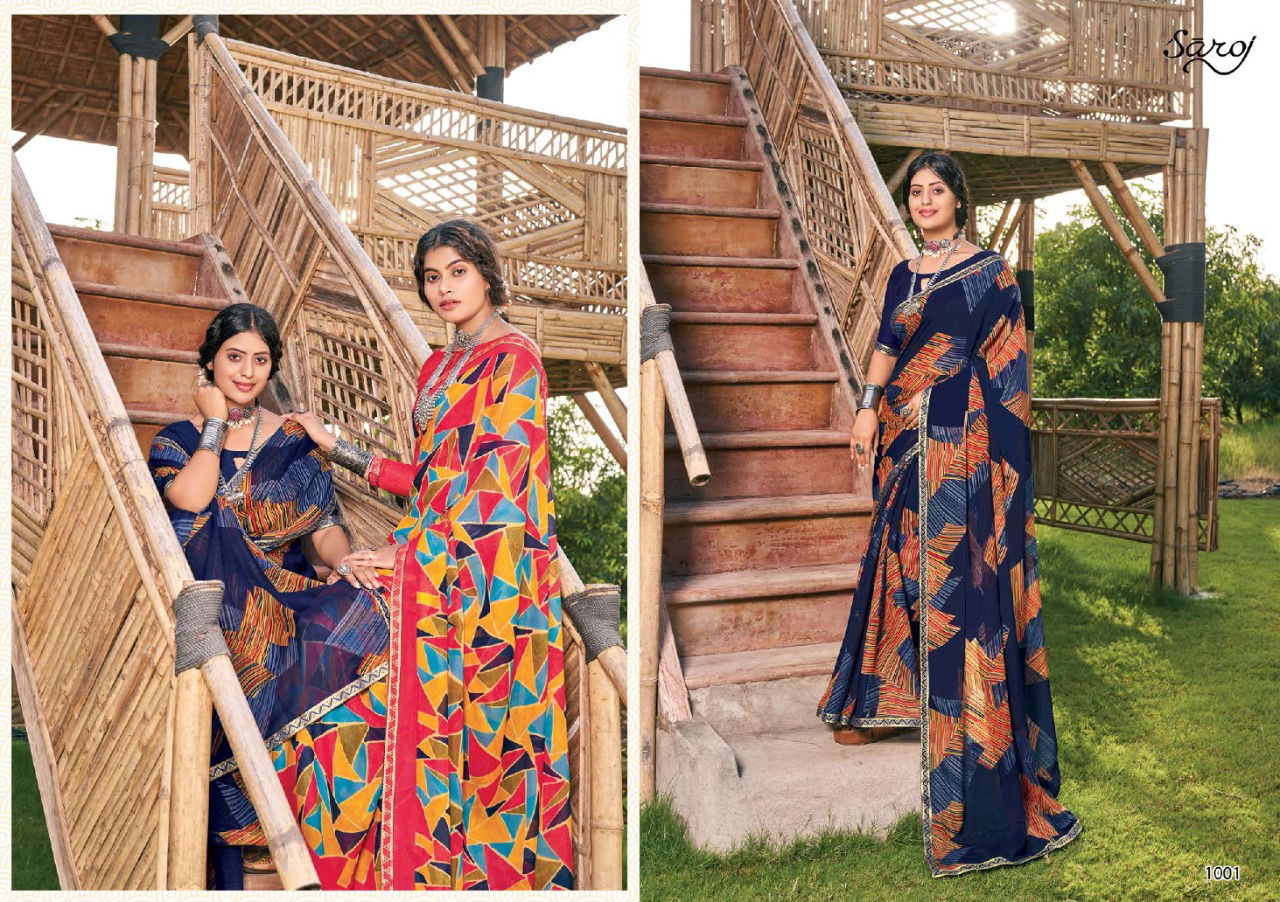 Saroj Aayushi Georgette Printed Regular Wear Latest Saree Collection
